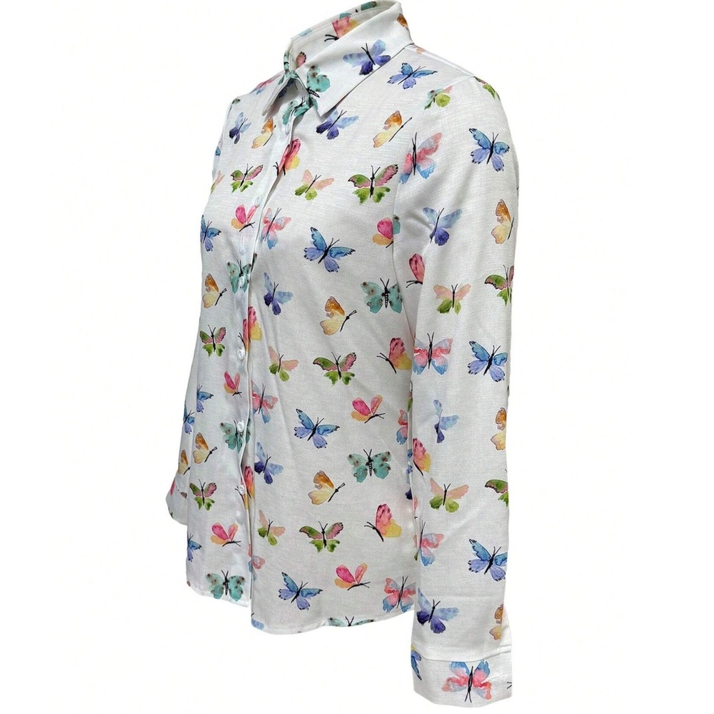 BellanBlue White Butterfly Button Down Shirt - Picture 4 of 5